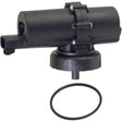 The Sparex Electric Fuel Pump (Sparex Part No. S.69258) for John Deere vehicles is displayed, featuring a black cylindrical plastic part and an accompanying circular rubber ring. This essential automotive component includes a connector and multiple screws for assembly.