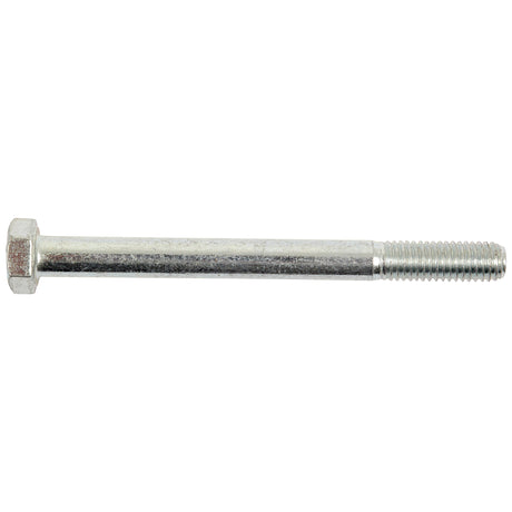 A close-up image of the Metric Bolt M8x80mm (DIN 931) by Sparex, featuring a threaded end and measuring 80 mm in length, with zinc plating. (Sparex Part No. S.6928)