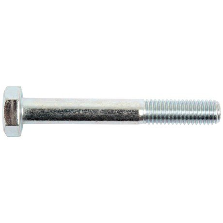 A close-up view of the Sparex Metric Bolt M10x75mm (DIN 931) with a partially threaded shaft and zinc-plated finish, shown against a plain white background.