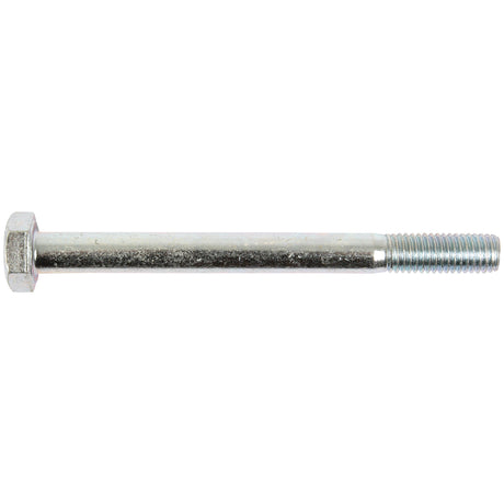 The Metric Bolt M10x110mm (DIN 931) by Sparex (Part No. S.6943) is shown horizontally on a white background. This Zinc-plated bolt offers enhanced durability and boasts a Grade 8.8 rating, ensuring high tensile strength and reliability for various applications.