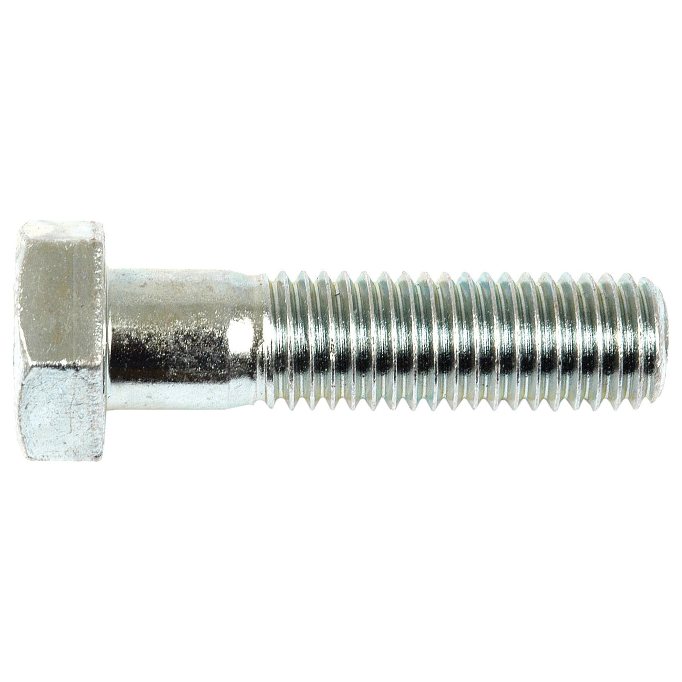 The Sparex Metric Bolt M14x55mm (DIN 931), Part No. S.6966, is a side-view of a metallic hex bolt featuring zinc plating and metric coarse threads for enhanced durability.