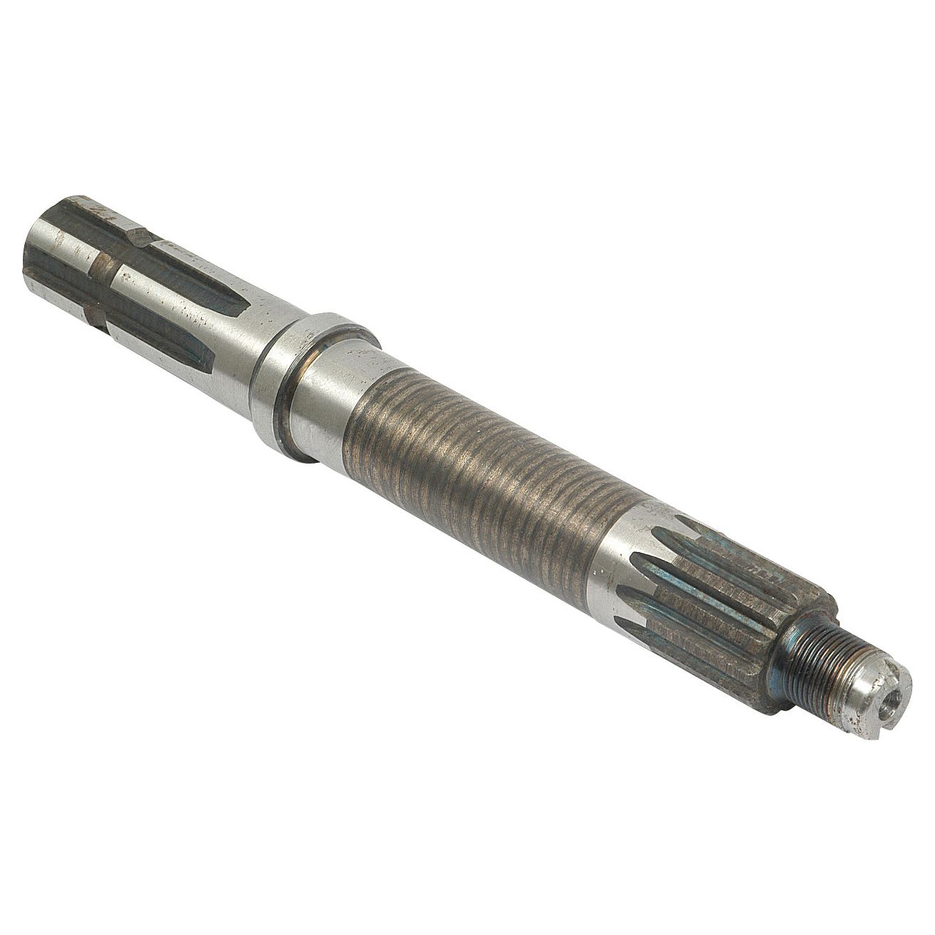 Introducing the Sparex PTO Shaft - S.69866, a robust metal spindle shaft featuring multiple grooves and a threaded end, engineered for optimal performance at high RPMs. This model is an excellent replacement option for your existing PTO shaft.