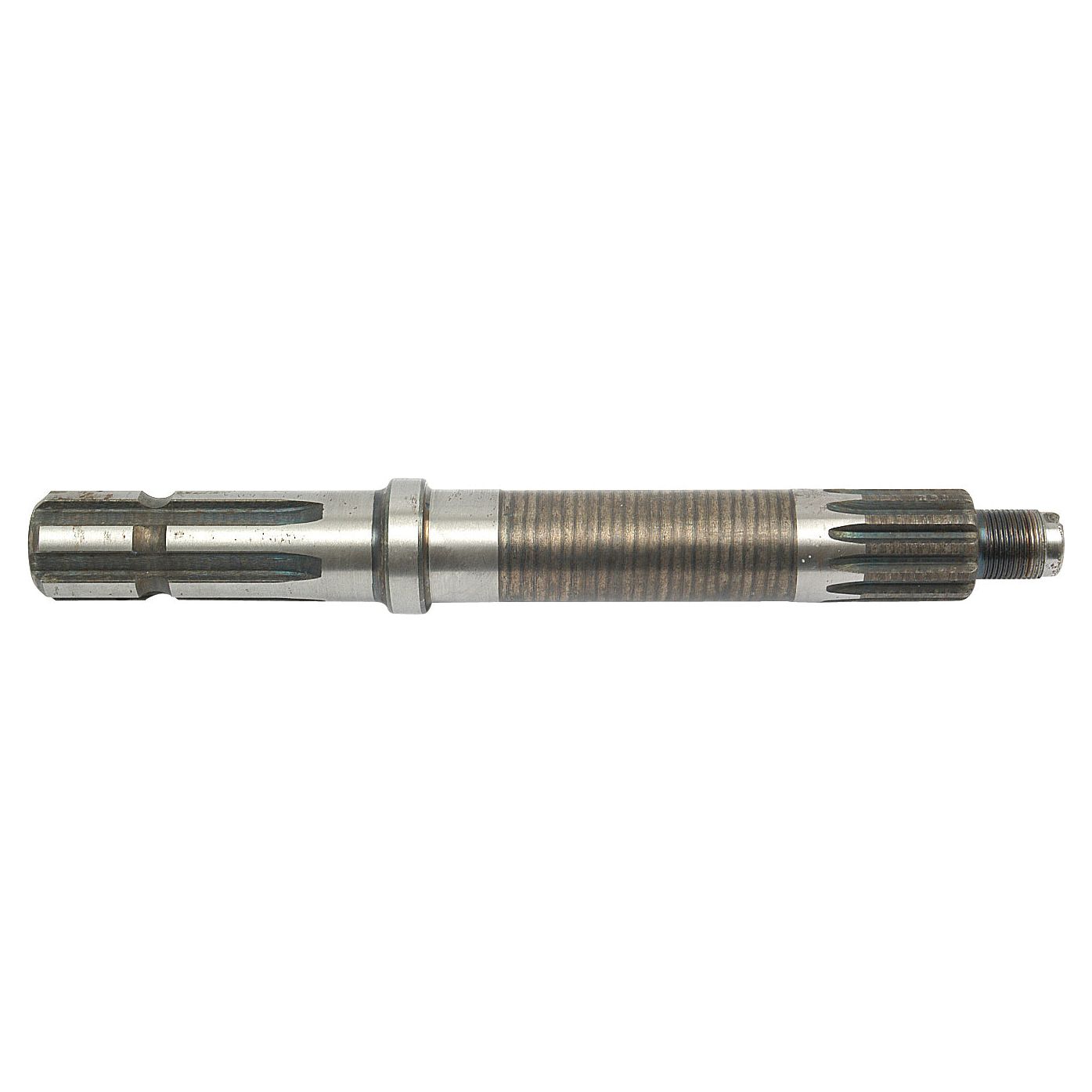 The Sparex PTO Shaft - S.69866 features grooved sections, a threaded end, and a cylindrical shape, making it ideal for high RPM operations.