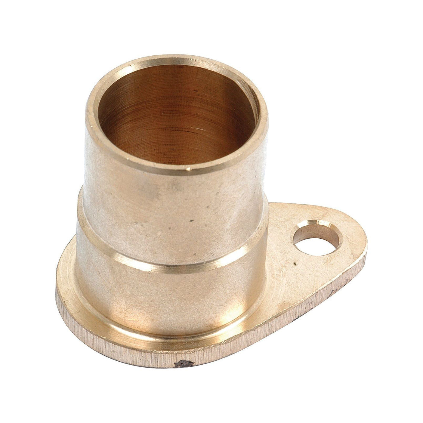 The Brake Shaft Bush (Sparex Part No. S.69884) is a brass fitting featuring a cylindrical body and a flat flange with a single mounting hole, ensuring seamless compatibility for your Universal Tractors.