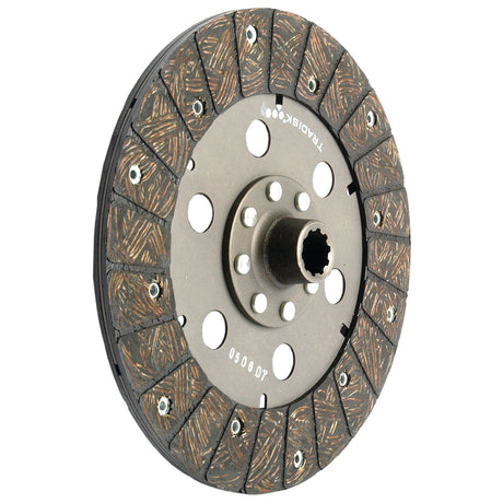 The Clutch Plate - S.69913 by Sparex is a 250mm vehicle clutch disc featuring a metallic core and organic lining material, with a central spline hub and multiple rivet holes around the perimeter.