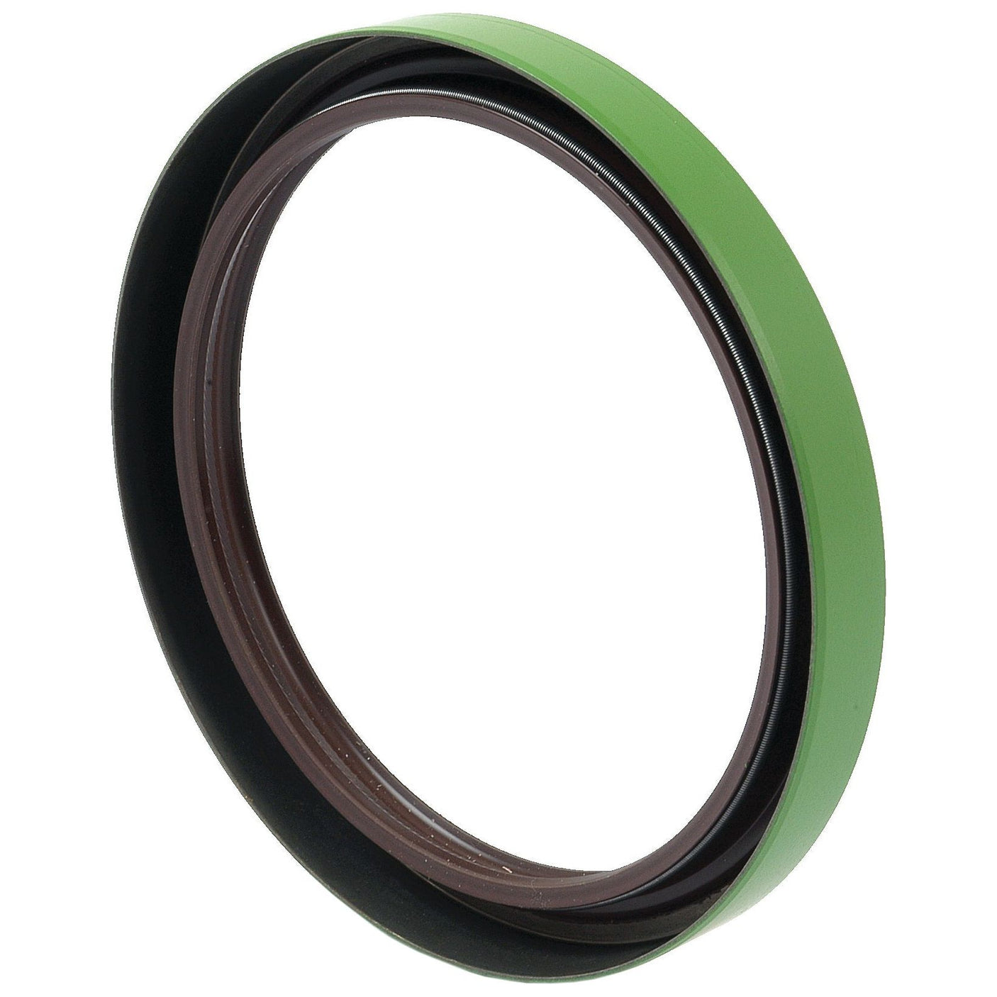 A green and brown circular Oil Seal with a wiper edge, measuring 35 x 58 x 17mm (Sparex Part No.S.69980), typically used for sealing hydraulic components in Deutz-Fahr or Fendt machinery.