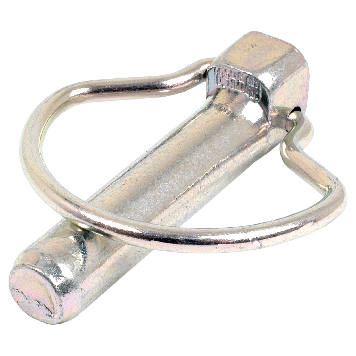 The Sparex Pear Linch Pin, with a pin diameter of 11mm and length of 44.5mm (Sparex Part No. S.6), offers reliability and ease of use with its metallic quick release design featuring an attached safety spring clip for standard duty applications.