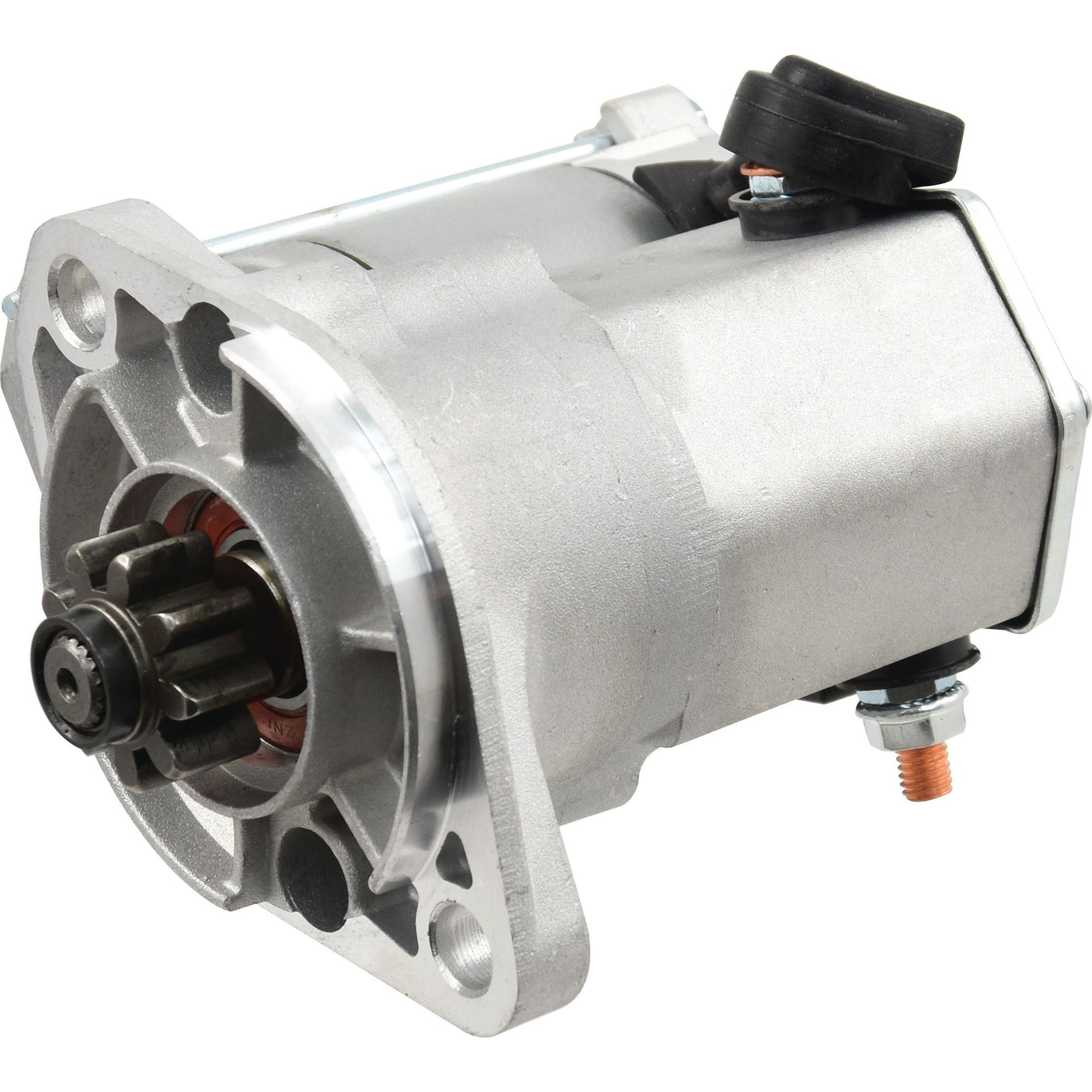 Close-up image of a silver Sparex Starter Motor - 12V, 1.4Kw, Gear Reducted (Sparex Part No.S.70501) with visible housing, gear, and electrical connection points.