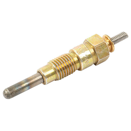 The Sparex Glow Plug - S.70576 is a metallic component designed for diesel engines, featuring a threaded top and cylindrical body with an optimal probe length for efficient performance.