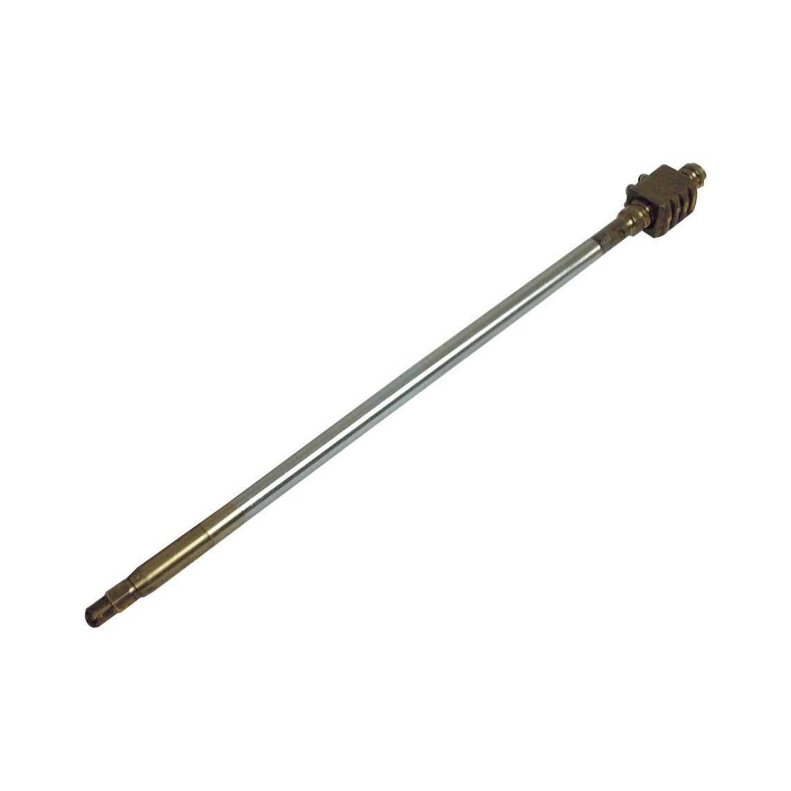 A metallic rod with threaded ends and a hexagonal adjustment mechanism near one end, compatible with Kubota and Yanmar machinery, specifically the Sparex Steering Shaft (Sparex Part No. S.70578).