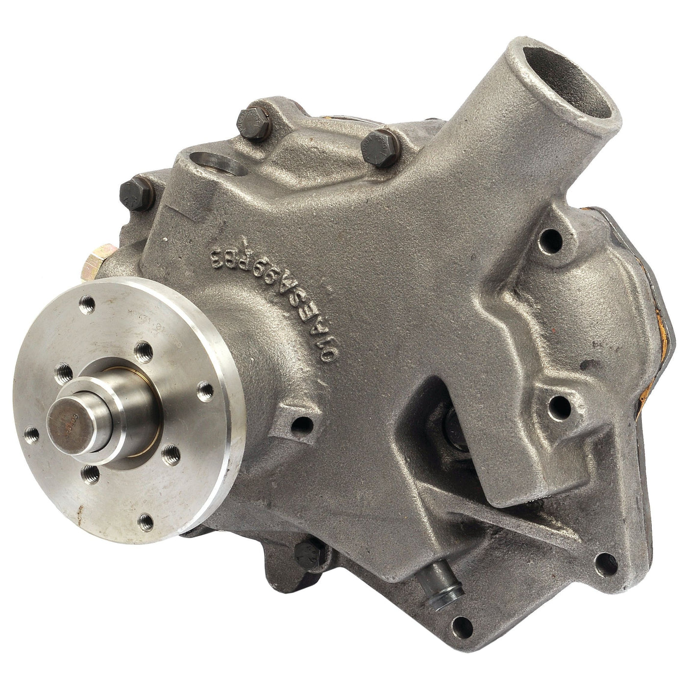 A Water Pump Assembly (Supplied with Pulley) featuring a circular spinning impeller and several bolts, made by Sparex, part number S.70906.