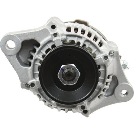 Close-up view of the Sparex Alternator (12V, 40 Amps) with a metallic housing and central, 63mm single groove pulley that's Kubota compatible. Sparex Part No. S.70910