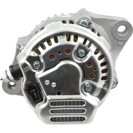 Close-up of a silver car alternator with visible bolts, vents, and an electrical connector. Featuring a 63mm pulley diameter and single groove pulley, this Sparex Alternator (Sparex Part No. S.70910) operates at 12V with 40 Amps, making it Kubota compatible for seamless integration.