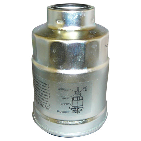 A metal canister with a caution label depicting installation instructions and safety warnings is clearly marked as the Sparex Fuel Filter - Spin On - FF5160, Part No. S.70963.