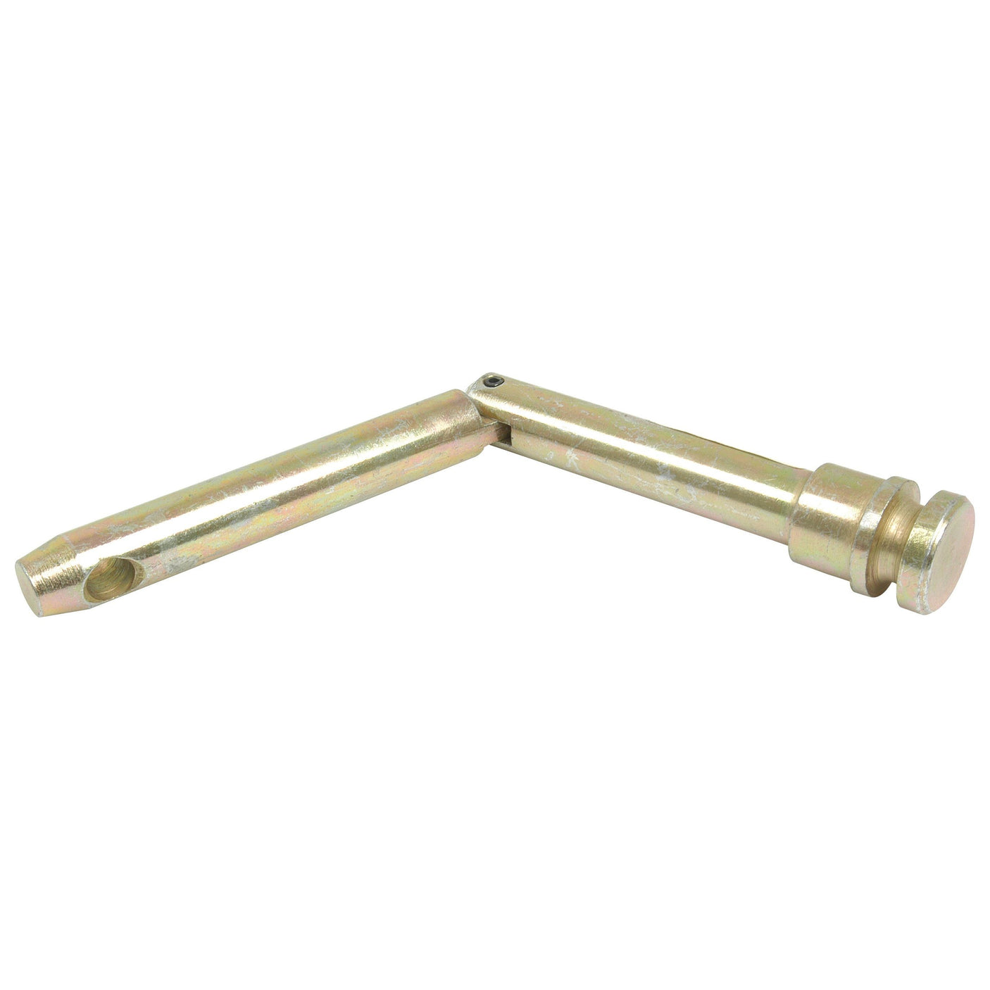 The Dead Link Hinge Pin - S.70 by Sparex is a cylindrical metal hinge with a pivoting joint, featuring a small hole on one side and a flat-headed end on the other, available in lengths of 200mm and 260mm.