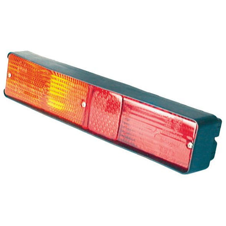 A rectangular Rear Combination Light from Sparex, equipped with red and amber lenses, featuring a 12V halogen brake light. This product provides brake, tail, and indicator functions for both right-hand and left-hand sides. Model: S.71009.