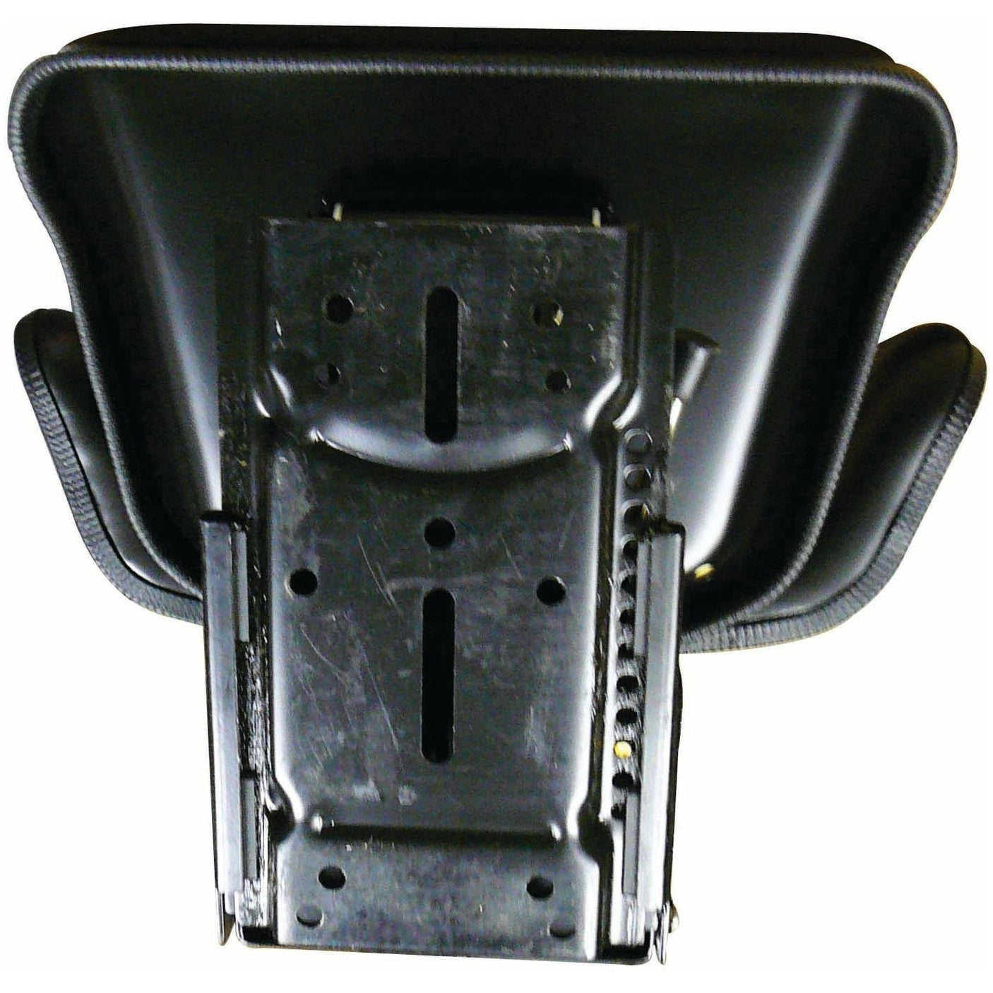 A Sparex Seat Assembly (Sparex Part No. S.71050) features a metallic mounting bracket with a rectangular plate and adjustable arms for a mechanical adjustable suspension seat, viewed from above.