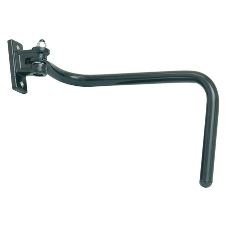 A Sparex Mirror Arm, 300mm (S.71064), featuring a black metal bracket with a spring-loaded cylindrical arm extending outward, mounted to an RH Fitting wall plate.