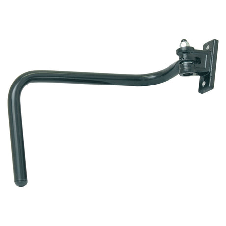 The Sparex Mirror Arm, 300mm, LH - S.71066 with a curved end is mounted on an 18mm rectangular base featuring two screw holes for secure attachment, integrating seamlessly into your setup.