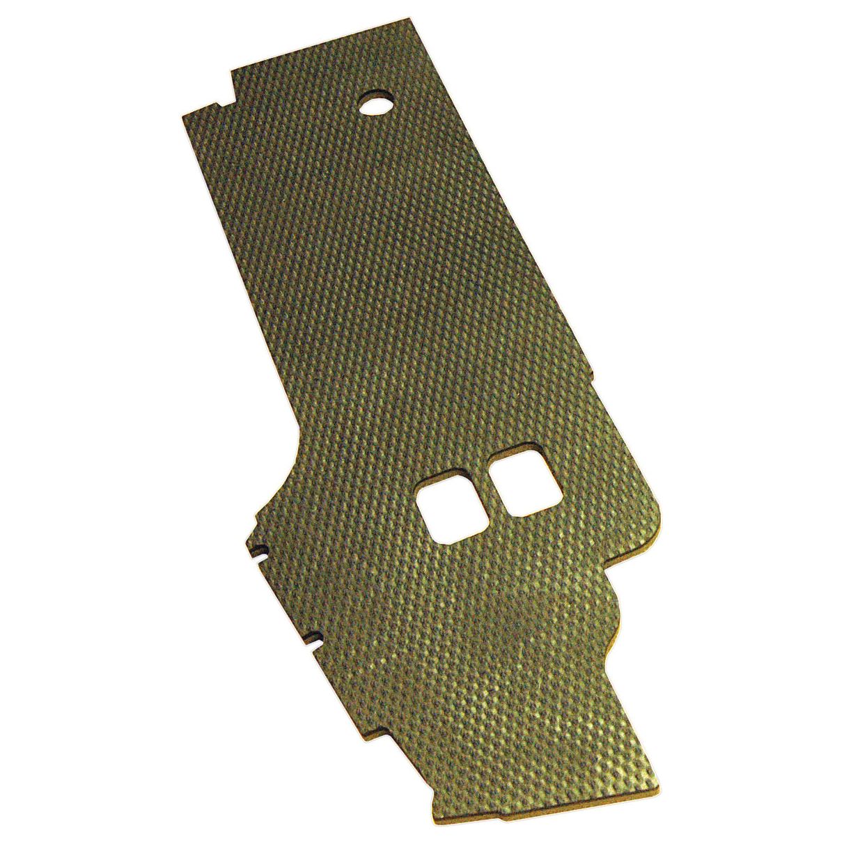 The Sparex Floor Matting RH (Sparex Part No. S.71364) is a green textured rectangular gasket featuring two square cutouts and one round hole, specifically designed for Ford/New Holland Tractors.