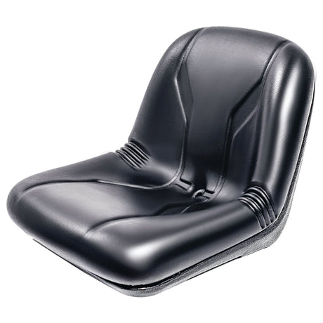 The Sparex Seat Assembly - S.71367 features a black cushioned seat with contoured lines and a sleek design, making it perfect for ZTR Mowers or JD Gator, and resembling a vehicle seat.