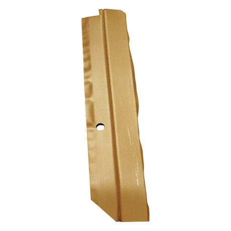 A rectangular piece of light brown, corrugated sheet metal with a single hole near the center, ideal for use as the Sparex Front Post Panel Trim LH (Sparex Part No. S.71405) on John Deere equipment.