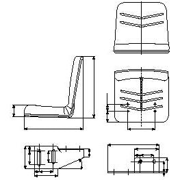 Technical drawing of the Sparex Seat Assembly - S.71654 showing various views including side profile, top view, back view, and dimension details. The seat assembly features a contoured backrest and seat with an adjustable angle base for added comfort under the Sparex brand name.