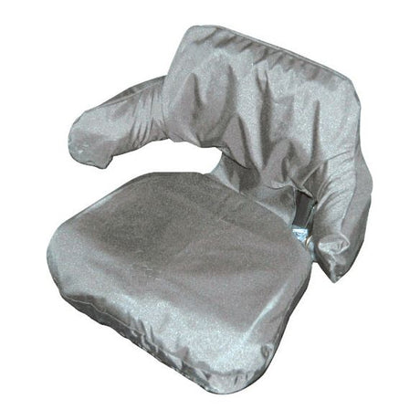 A gray Wraparound Seat Cover with attached back and armrest covers, featuring a waterproof design and ultimate comfort, brought to you by Sparex Part No. S.71890 for tractors and plants with a universal fit.