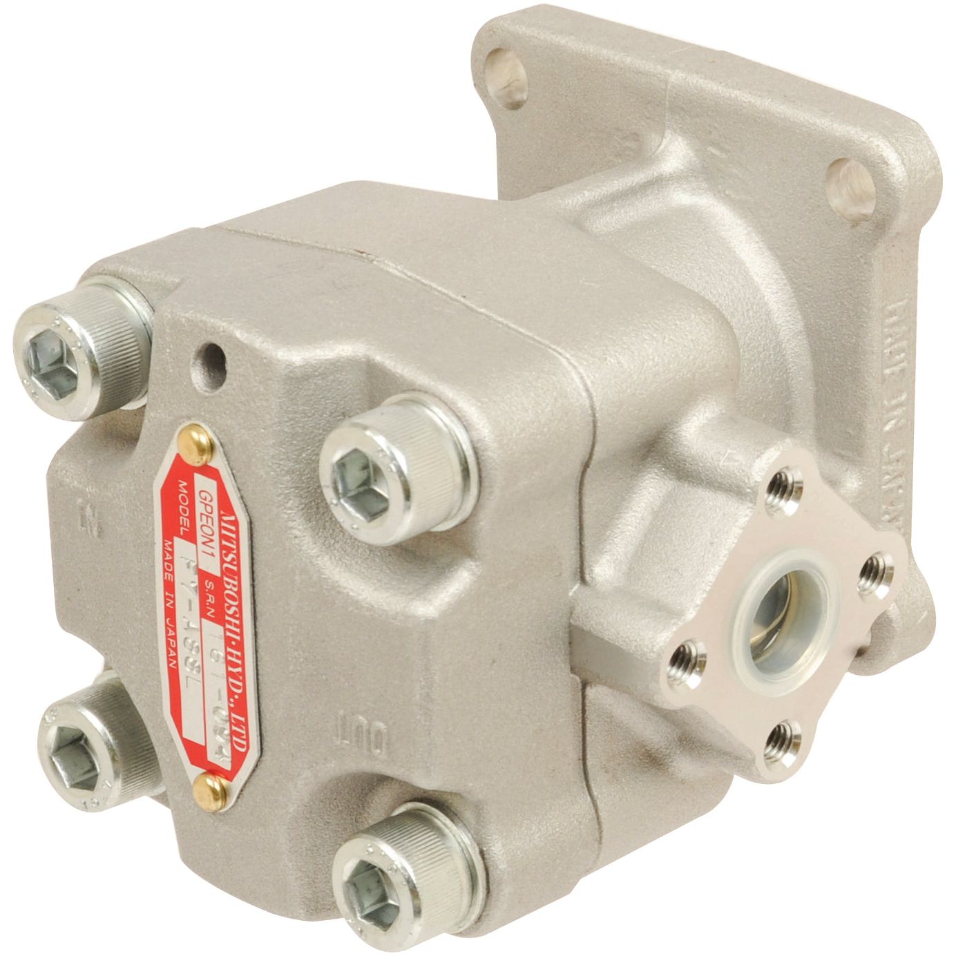 Image of the Single Hydraulic Pump - S.71965 by Sparex, showcasing its metallic build, anti-clockwise rotation label, multiple bolts, and a mounting flange.