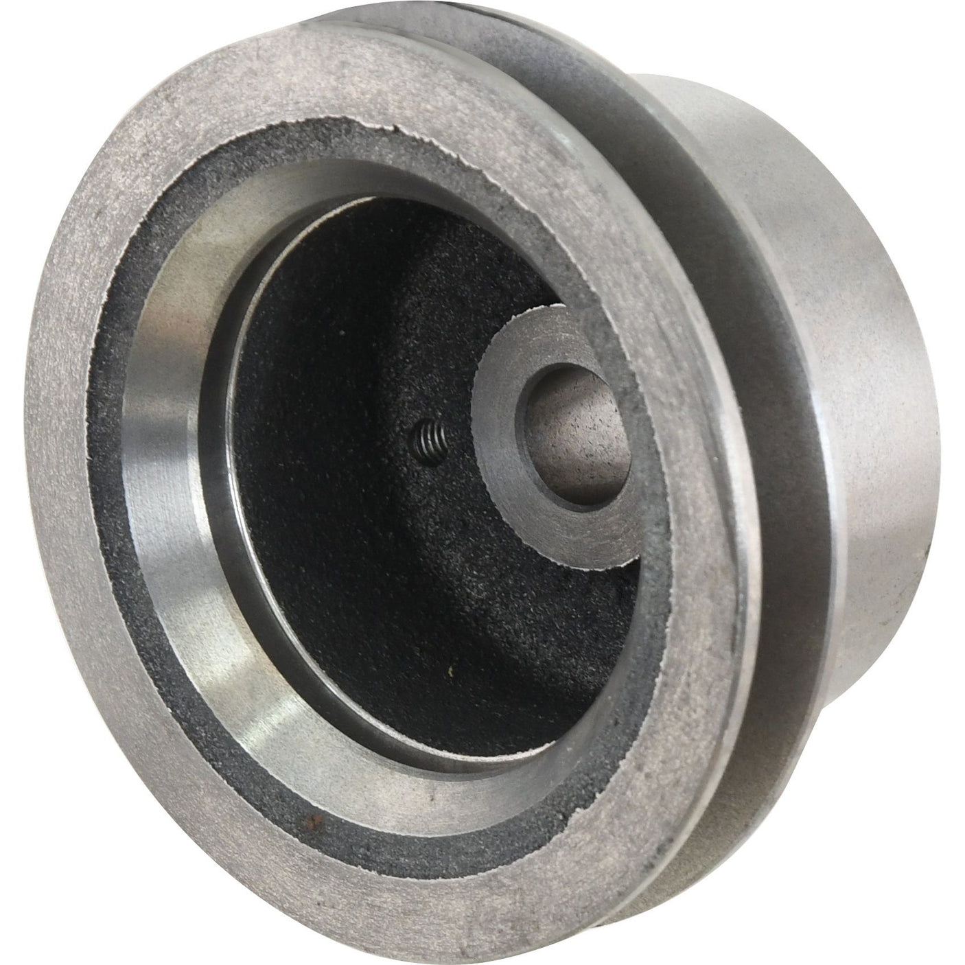 The Water Pump Pulley, Sparex Part No. S.72034, features a central cylindrical hole and an outer groove, designed for mechanical applications and ideal for use in John Deere tractors.