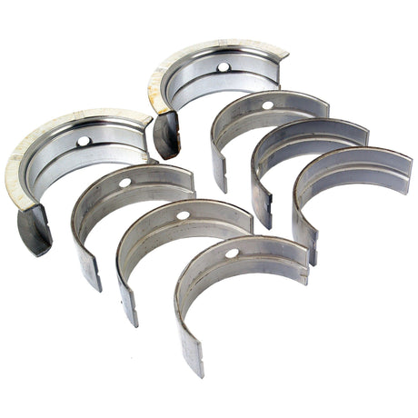 Set of eight +0.010'' (0.25mm) Main Bearings, Sparex Part No.S.72113, arranged in two rows, perfect for enhancing your John Deere engine's performance.