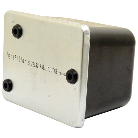 A rectangular Sparex Fuel Filter - Element (Part No. S.72182) with a metal top and black body, featuring two mounting holes.