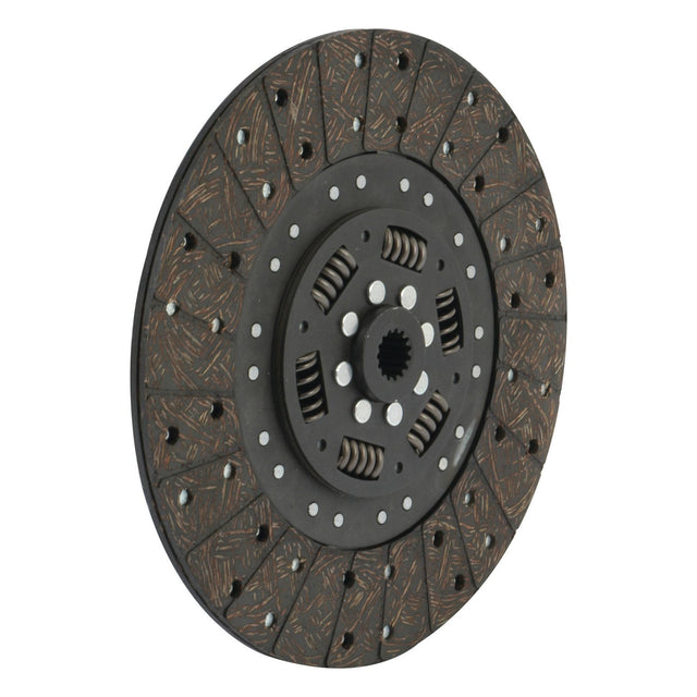 The Clutch Plate - S.72228, available from Sparex, is a 320mm circular vehicle clutch disc with a metal hub and a friction material surface. It features a central spline and multiple torsion-damped springs to ensure smooth performance and durability.