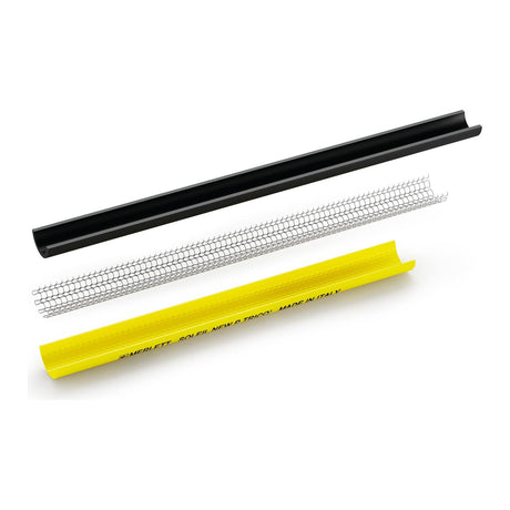 Three items are arranged horizontally: a black plastic tube, a metal mesh strip, and a Sparex Washdown hose, Hose ID: 13mm (1/2'') - S.72362 in yellow plastic with text.