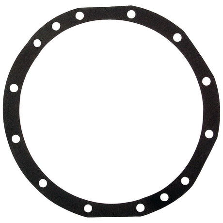 A Sparex Rear Axle Housing Gasket (Part No. S.72508) is black and circular with multiple evenly spaced holes around the perimeter, compatible with John Deere vehicles.