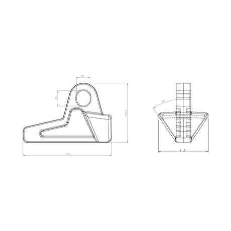 Engineering technical drawing of a mechanical part with detailed measurements and dimensions, including side and front views, featuring the Sparex Mounting Eye - Weld On, Hole Ø25mm (Sparex Part No. S.72549).