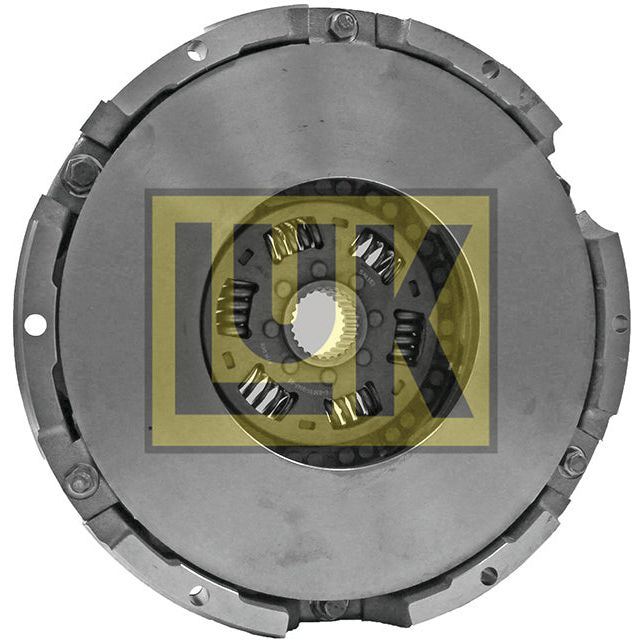 The Clutch Cover Assembly - S.72582 by Sparex features a cast iron housing and various internal components, including springs, friction surfaces, and a cerametallic disc, designed for use in automotive transmission systems.