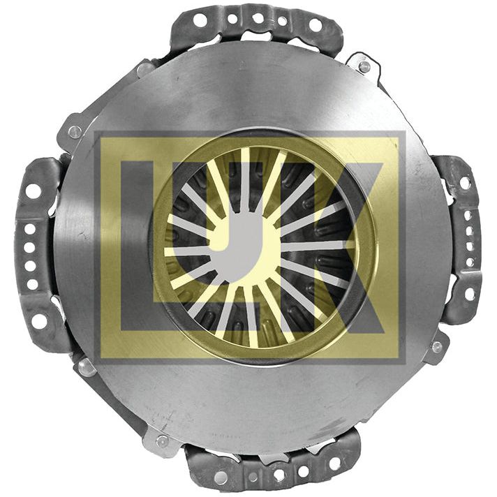 A close-up image of a metallic Clutch Cover Assembly - S.72769 by Sparex, featuring a Single Cover Type and 330mm cover size, with the LUK logo superimposed on it.