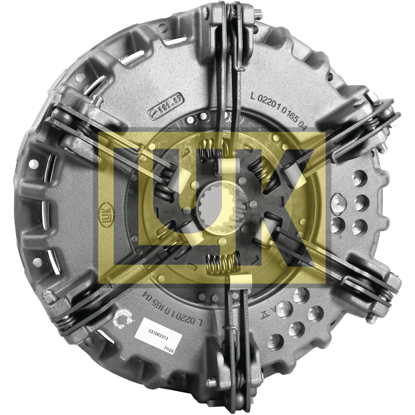 Image of a metallic clutch cover assembly with an organic material lining, featuring a large yellow "Sparex" logo overlaying the center, identified as the Clutch Cover Assembly - S.72936.