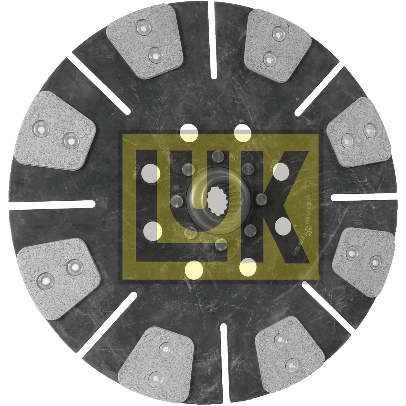 A round metallic disc component with a central hub and multiple cerametallic friction pads, featuring the Sparex brand logo on the surface, known as the Clutch Plate - S.72939.