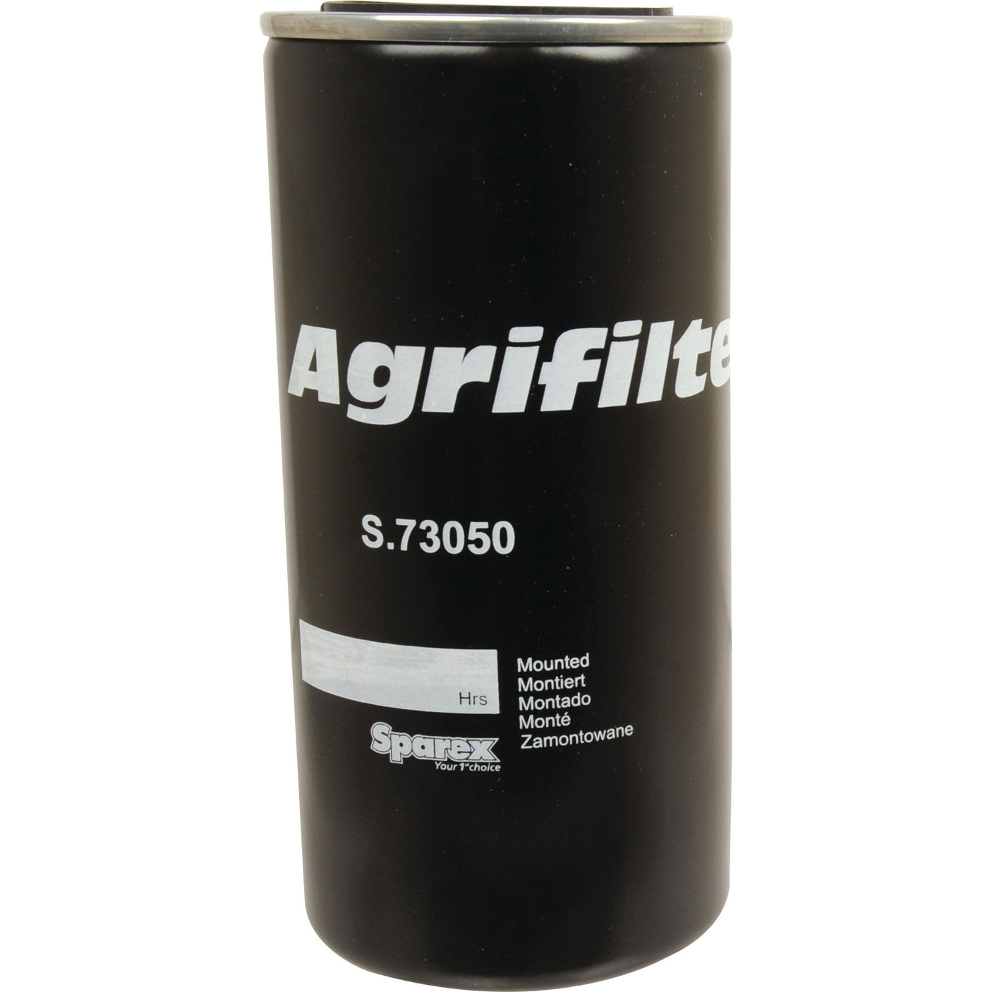 A black, cylindrical hydraulic filter labeled "S.73050" from Sparex, known as the Hydraulic Filter - Spin On - HF35305, suitable for Ford New Holland equipment.