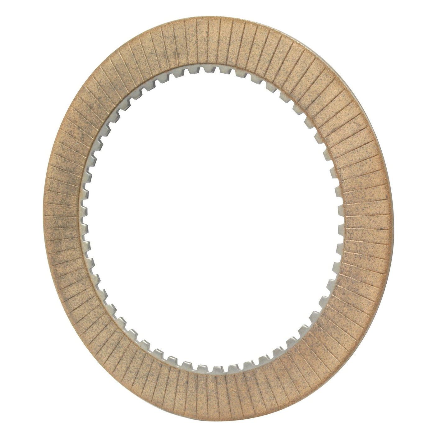 The Clutch Plate - Friction - S.73184 by Sparex is a circular, metallic friction plate with fine grooves and internal spline teeth around the inner edge, made from a composite material, and is used in mechanical systems for torque transfer.