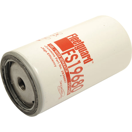 The cylindrical white Sparex fuel water separator filter, designated S.73463 (FS19680), features bold red text and a central metal threaded opening. This Sparex filter offers a reliable micron rating of 3 for optimal performance.