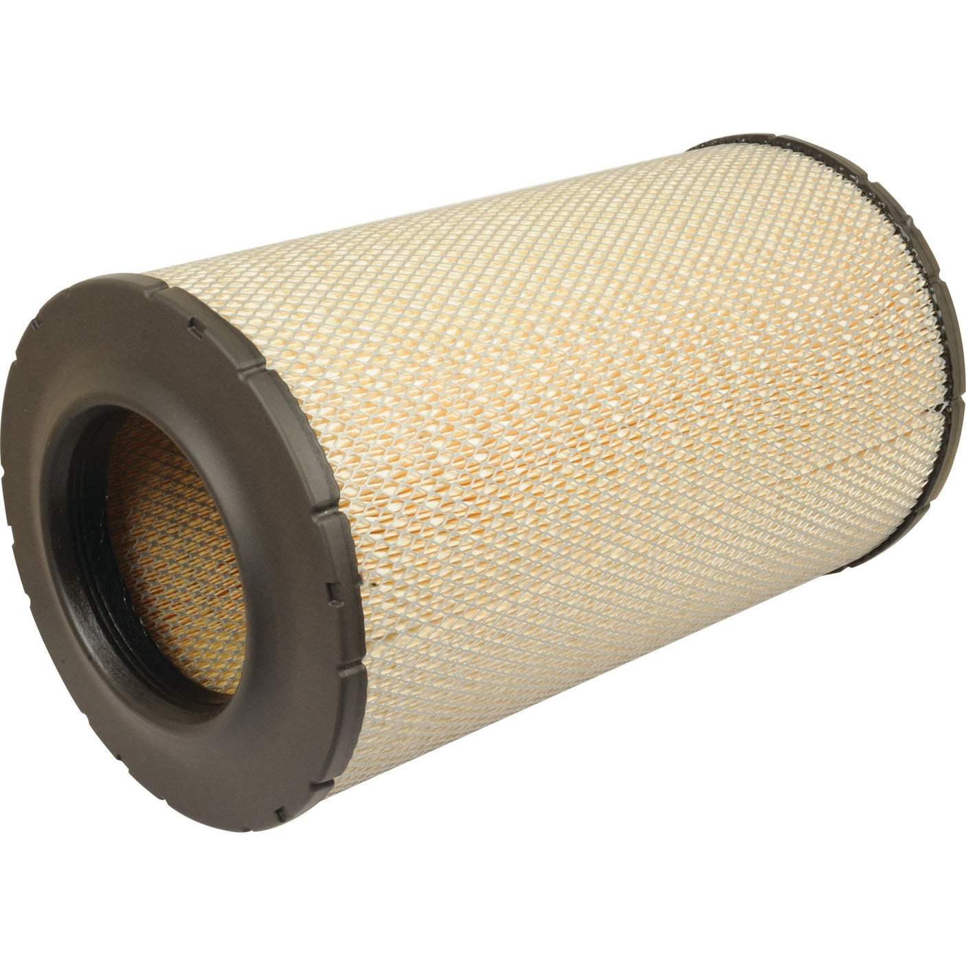 The Sparex Air Filter - Outer - AF26349 | Sparex Part No.S.73467 features a cylindrical design with black rubber casing on both ends and a beige woven mesh around the body.