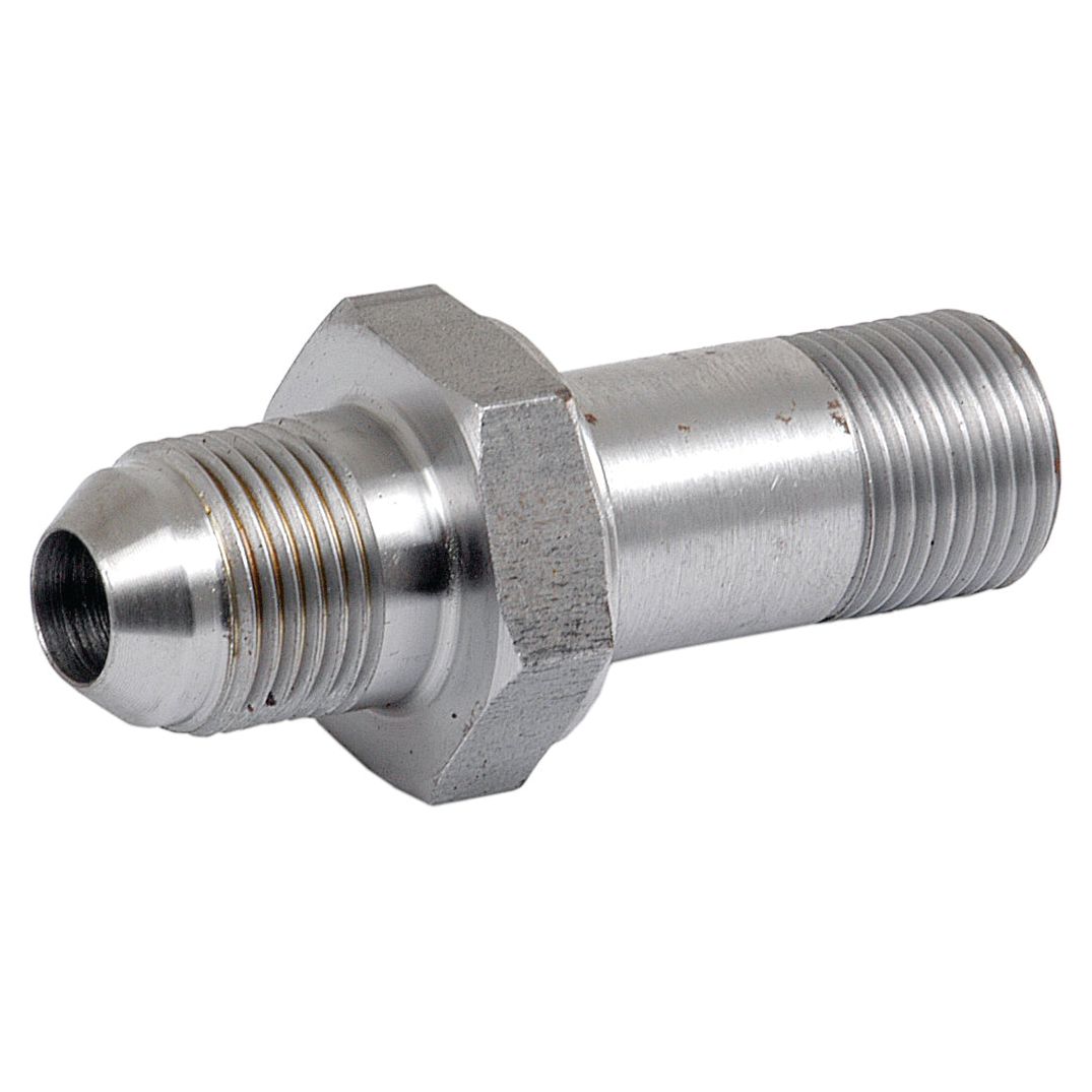 A metallic threaded pipe fitting, branded as Sparex and identified by part number S.74709, featuring a machined hexagonal middle section and tapered ends, is an ideal adaptor for Case IH or David Brown steering rod assemblies.