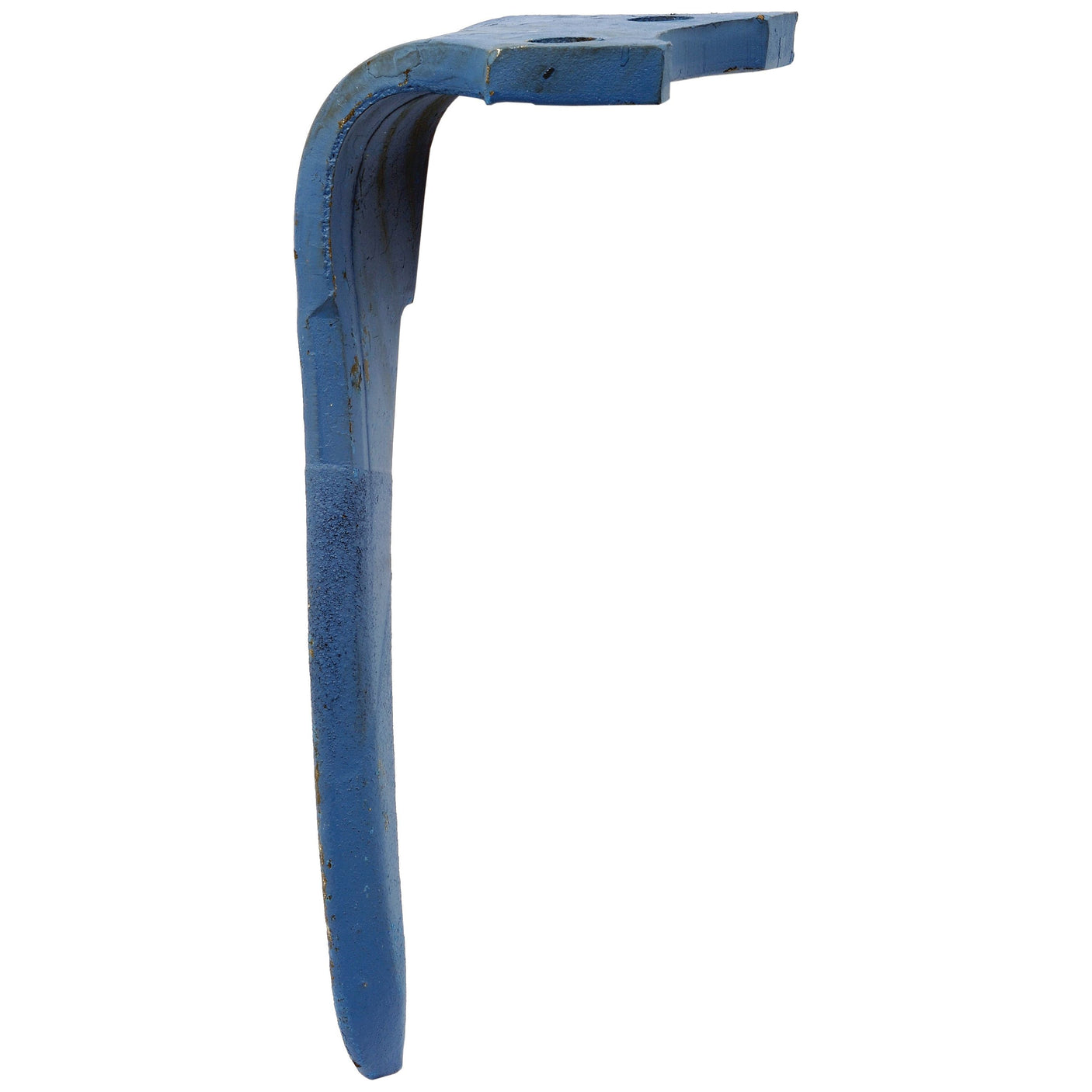 A blue, L-shaped metal bracket, specifically the Sparex Hardfaced Power Harrow Blade 100x16x320mm RH with Tungsten Carbide hardfacing, viewed from the side against a white background.