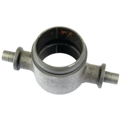 Image of a mechanical part featuring a cylindrical central body with two protruding tube-like connectors on opposite sides, identified as a Carrier - Clutch Release Bearing (Rockford) | Sparex Part No.S.74812 by Sparex.