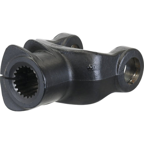 A black, metallic PTO Yoke - Interfering Clamp Bolt from Sparex, U-shaped and designed with 21 spline teeth in the larger opening and a hole through the other end (U/J Size: 30.2 x 92mm), often used as a Universal Joint in PTO Series machinery.