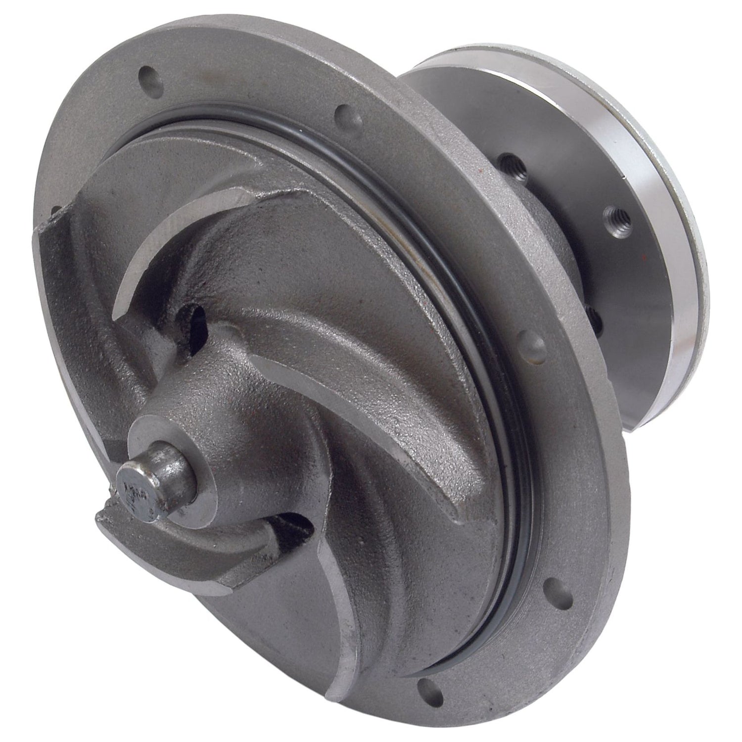 Close-up image of a metal mechanical component with circular designs and a grooved structure, possibly part of the Water Pump Assembly | Sparex Part No. S.75837 by Sparex.