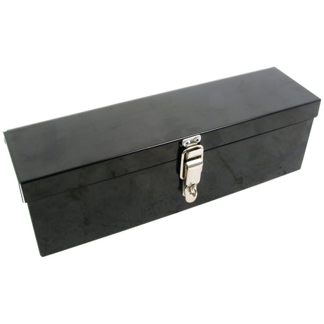 A closed, black metal Sparex Tool Box (Part No. S.75928) with a silver latch on the front.